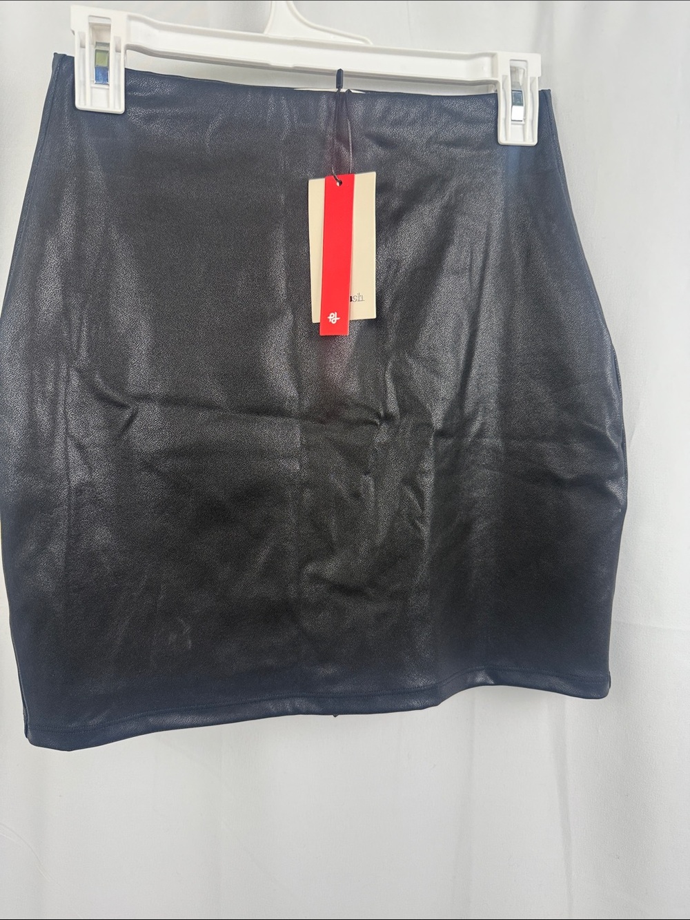Popilush Black Faux Leather Mini Skirt